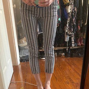 Size 2 Mango Navy Blue Striped Crop Pants